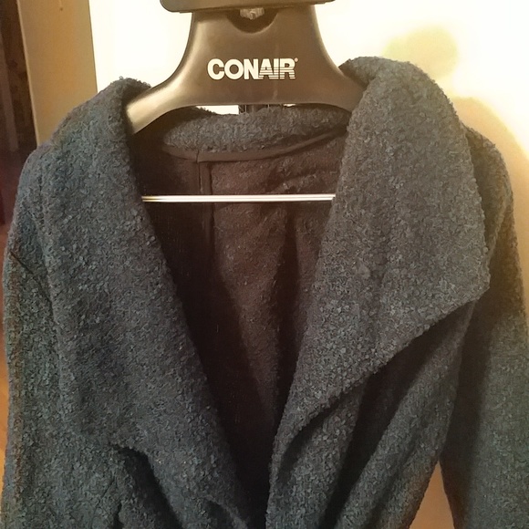🌡Teal Blue Wool Boucle Coat Belt Pockets No Tags 2X - Picture 2 of 5